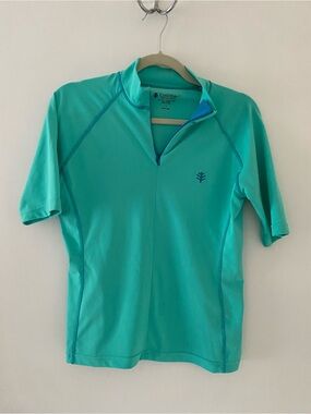 Coolibar 1/4 Zip Short Sleeve Sun Shirt UPF 50+ Sun Protection Size Small